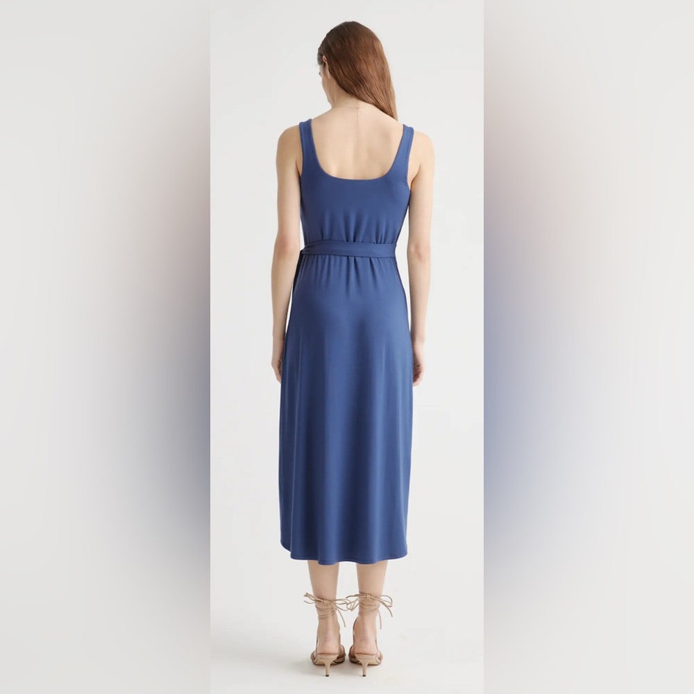 Quince Tencel Jersey Side Tie Midi Dress Navy Blue size XS - Picture 2 of 8